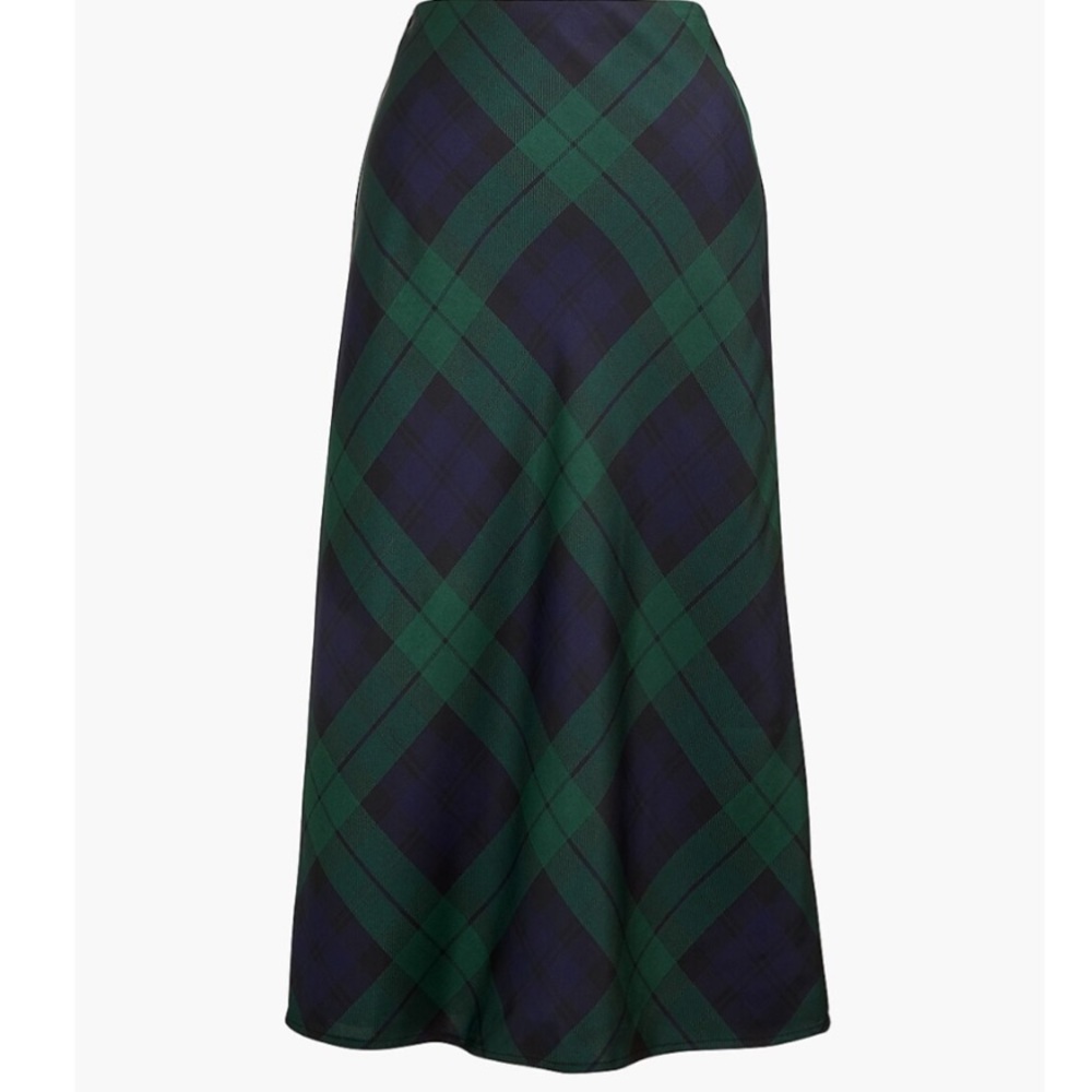 Plaid Green & Blue Midi Slip Skirt - J.Crew L 12-14